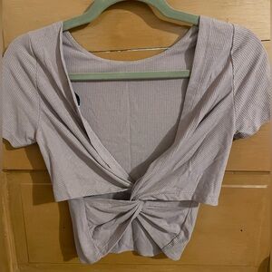 Hollister Lavender Ribbed Open Twist-Back Crop Top